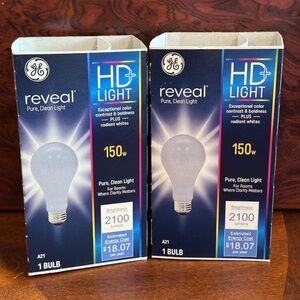 GE Reveal - 150 watt - A21 - Old Style Light Bulbs - 2 Count - not Led